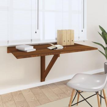 Space-Saving Brown Oak Wall Table