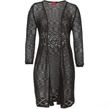S.Oliver Damen Strickjacke mit Häkeloptik, Schwarz, Gr. 32/34