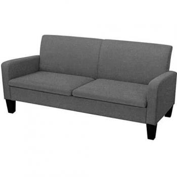 180x65x76 cm Dark Grey 3-Seater Sofa