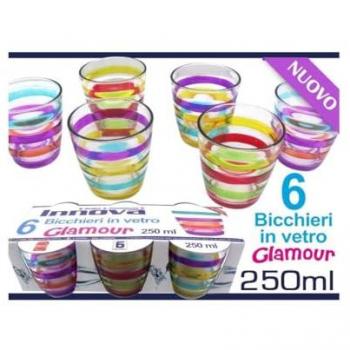 Set di Bicchieri Colorati in Vetro con Righe