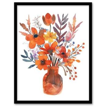Vibrant Fall Floral Bouquet Watercolor Print – 12×16