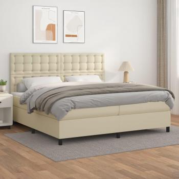 Sommier à lattes de lit vidaXL, matelas crème, 200×200 cm, simili cuir