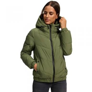 Marikoo Damen Steppjacke Nayanaa Xvi XL mit abnehmbarer Kapuze, olive