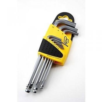 Juego 9 llaves acodada hexagonal larga 232004