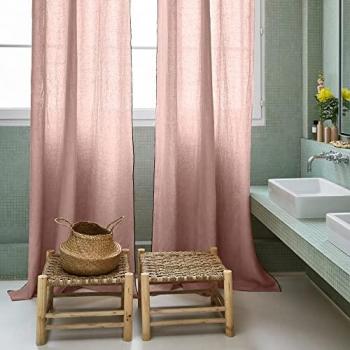 Rideau MADURA – Lin 100 % Rose, légèrement froissé
