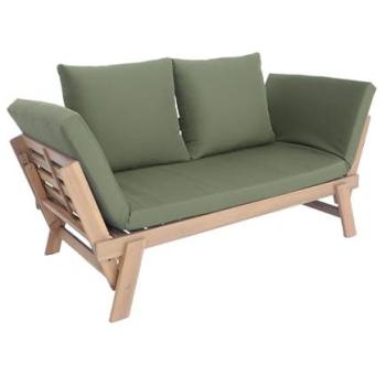 Banquette JALANCE Kaki 2/3 places accoudoirs modulables, 155×200 cm