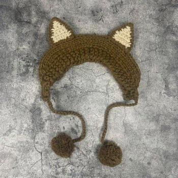 Bonnet en laine avec oreilles de chat
