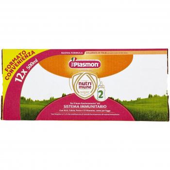 Plasmon Nutri-Mune 2 Formula Liquida, Confezione da 12 Bottiglie da 500ml