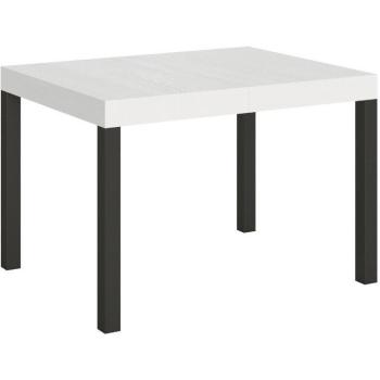 Table Karry extensible 120 cm → 204 cm, sur roulettes couleur blanc