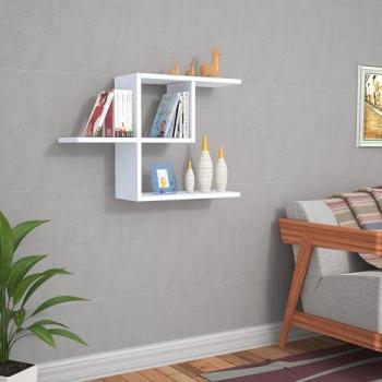 Hadsel Scaffale a Parete 75×22×50 cm, 3 Ripiani + Scomparto Aperto, Bianco