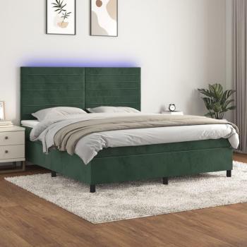 Sommier tapissier avec matelas LED 160 × 200 cm, couleur vert foncé – Vidaxl