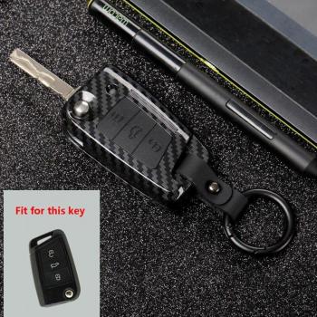 Key Fob Case Cover in Carbon Fiber for VW Polo Golf 7 GTI MK7 Tiguan MK2 Skoda Octavia A7 Kodiaq Karoq SEAT
