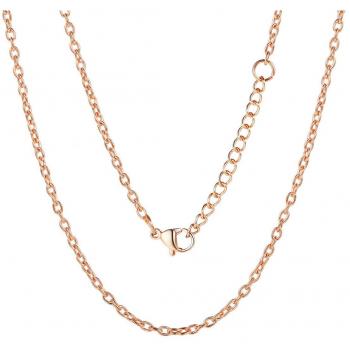 ChainsPro 2MM Chaîne O-Chaîne Forçat en Acier Doré Rose Or Collier