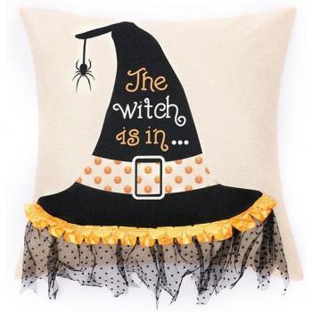 Halloween-Themed Cartoon Pillow Cover