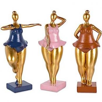 Set de 3 figuras bailarinas 26cm rosa, azul y marrón