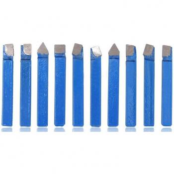 10Pcs Blue Carbide Tipped Lathe Tool Set