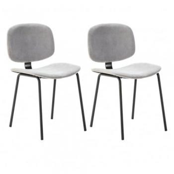 Chaises en Velours Gris Clair avec Piètement Noir