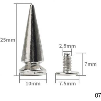 10Pcs Silver Punk Spike Rivets for DIY Leather Projects
