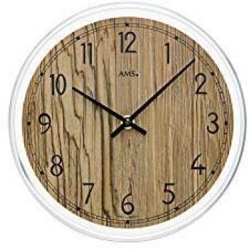 Quarzuhr für die Wand von AMS, Modell W9632, Ø 23 cm, braun