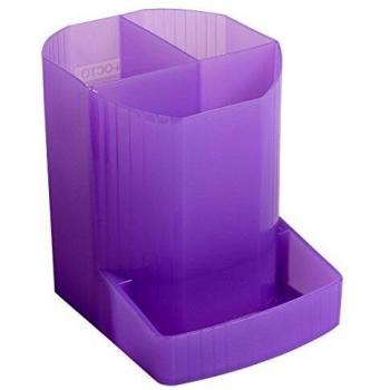 Exacompta Iderama 3 Compartment Pen Pot Purple (W90 x D123 x H110mm)