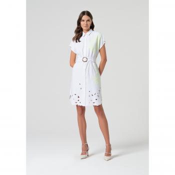 Vestido chemisier em algodão com bordados delicados