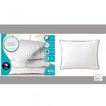 Douce Nuit Couette Blanche 450GR/M² 2 Places 220 x 240 + 2 Oreillers 60 x 60 cm