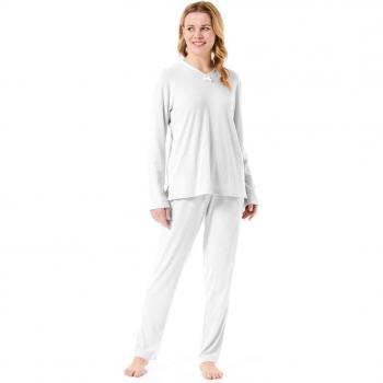 Pijama de Mujer Canalé con Detalles de Puntilla
