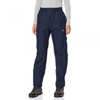 CMP Women's Rain Pants with Side Zippers, Black/Blue, 3XL