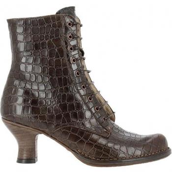 Neosens Botines de mujer S659, piel marrón, cierre de cremallera