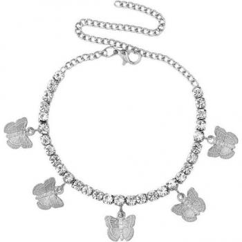 Elegant Crystal Butterfly Pendant Anklet