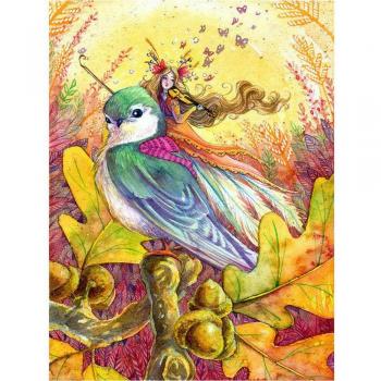 Diamant Gemälde Fee mit Vogel 20X30CM