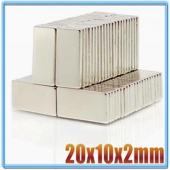Neodym Magnetblock 20mm x 10mm x 2mm, stark, 5/10/20/50 Stk