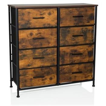 RAGALA LIGHT 80×30×81 cm – Commode à 8 tiroirs Chêne Fumé