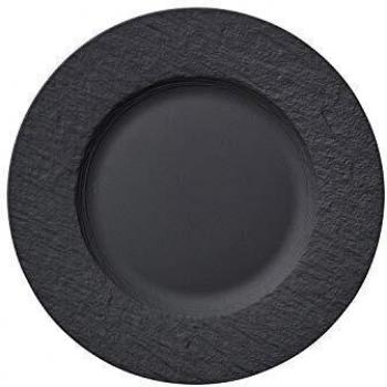 Villeroy & Boch Manufacture Rock Noire 22cm Salad Plate, Ceramic, Premium Porcelain, Dishwasher Safe, Microwave Safe, Black