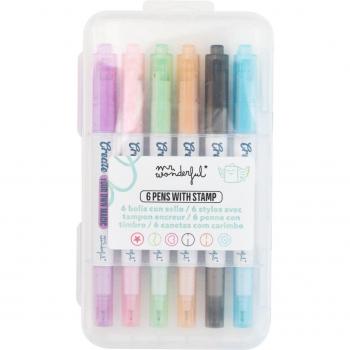 Set de 6 marcadores de colores con sello Mr. Wonderful