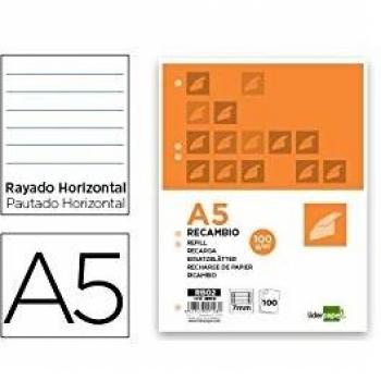Recarga A5 100 Folhas 100g Pautado 6 Furos Liderpapel