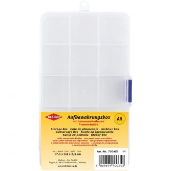 Caja de herramientas KLEIBER, 15 compartimentos, transparente