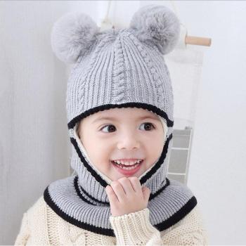 Solid Color Kids' Winter Hat with Pom Pom