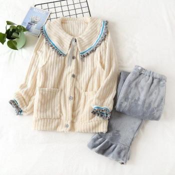 Fdfklak Flannel Pajamas for Breastfeeding