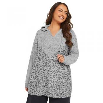 Yours Grey Printed Stud Hoodie
