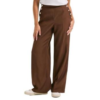 Dorothy Perkins Wide‑Leg Military Detail Pant (Chocolate), 16