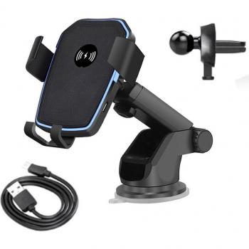 Cargador Carro Qi 10W – Estación de Montaje para iPhone y Samsung Galaxy S9/S10/Note 9