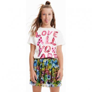 T-shirt Brillant Desigual Fille Blanc