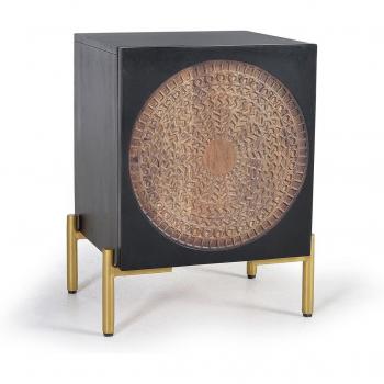 Table de Chevet Élégante en Bois et Métal