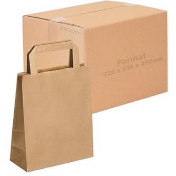 Sacs cabas en papier kraft brun havane avec poignée plate