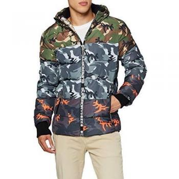 Superdry Puffer Chaqueta de Deporte, Negro (Camuflaje Negro A15), XS para Hombre