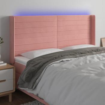 VidaXL LED Kopfteil Samt Rosa 183x16x118/128 cm