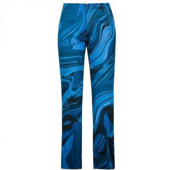 Plus Size Wavy Marble Bell Bottom Pants, Women, Blue, Size 26, Viscose, Ulla Popken