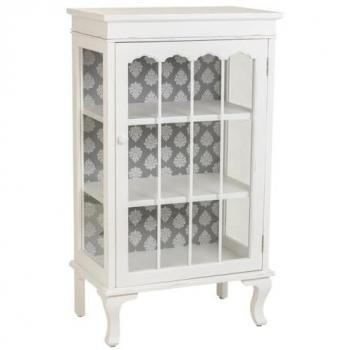Vitrina Romántica de Madera Blanca 60.5x40.5x114.5 cm con 1 Puerta