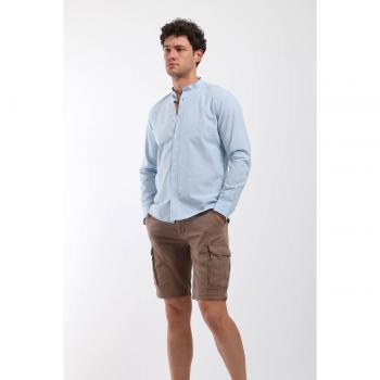 Chemise homme bleu uni à col